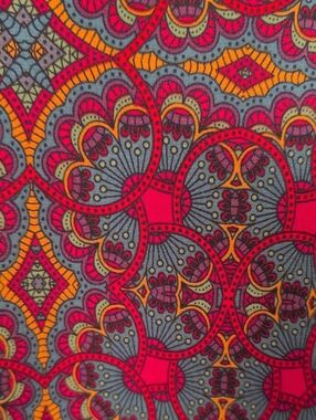 NWOT LuLaRoe Teal, Maroon Geometric Pattern on Black A-Line Skirt  L